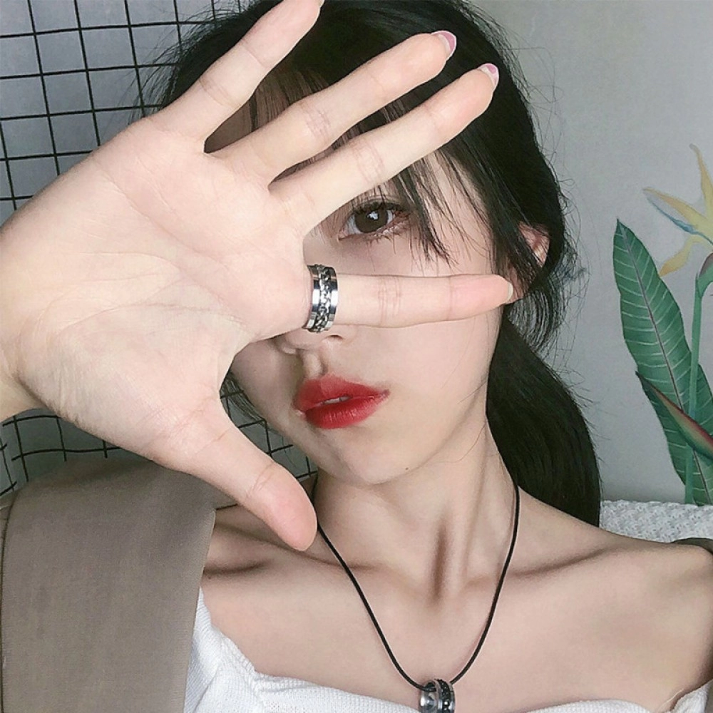 Net Red Tide Rings for Couple Ring Rotatable Chain Rotating Titanium Steel Ring Women Men Jewelry Gifts Net Red Tide Rings for Couple Ring Rotatable Chain Rotating Titanium Steel Ring Women Men Jewelry Gifts