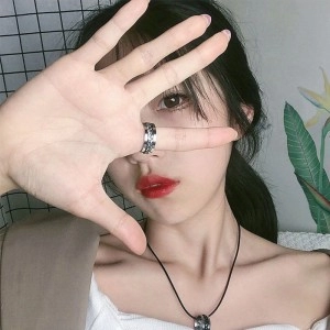 Net Red Tide Rings for Couple Ring Rotatable Chain Rotating Titanium Steel Ring Women Men Jewelry Gifts