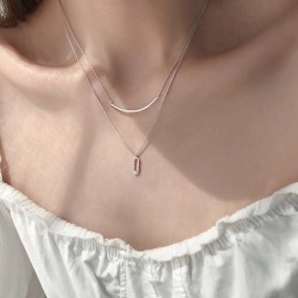Double Layer Necklace For Women Girl Sparkling Clavicle Chain Choker New Fashion Jewelry Wedding Party Birthday Gift