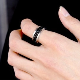 Net Red Tide Rings for Couple Ring Rotatable Chain Rotating Titanium Steel Ring Women Men Jewelry Gifts