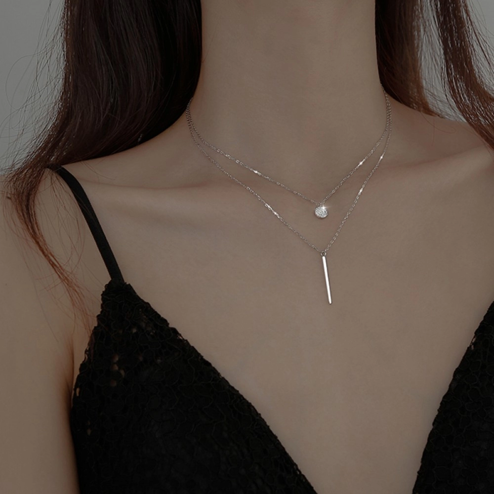 Double Layer Necklace For Women Girl Sparkling Clavicle Chain Choker New Fashion Jewelry Wedding Party Birthday Gift Double Layer Necklace For Women Girl Sparkling Clavicle Chain Choker New Fashion Jewelry Wedding Party Birthday Gift
