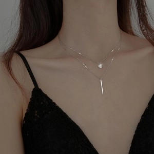 Double Layer Necklace For Women Girl Sparkling Clavicle Chain Choker New Fashion Jewelry Wedding Party Birthday Gift