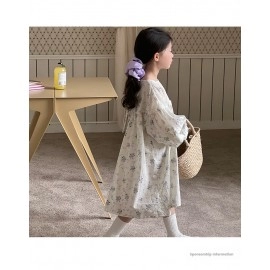 Girls' Dresses Children's Princess Dress 2023 Spring Autumn New Floral Bubble Sleeves Girl's Dresses