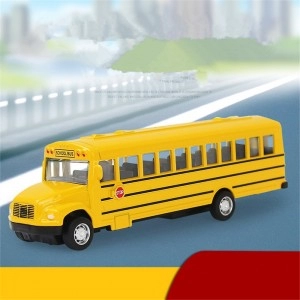 1/64 Diecast Alloy School Bus Kids Toy Car Inertia Vehicle Model Toys Pull Back Car Boy Toys Educational Toys for Children Gift